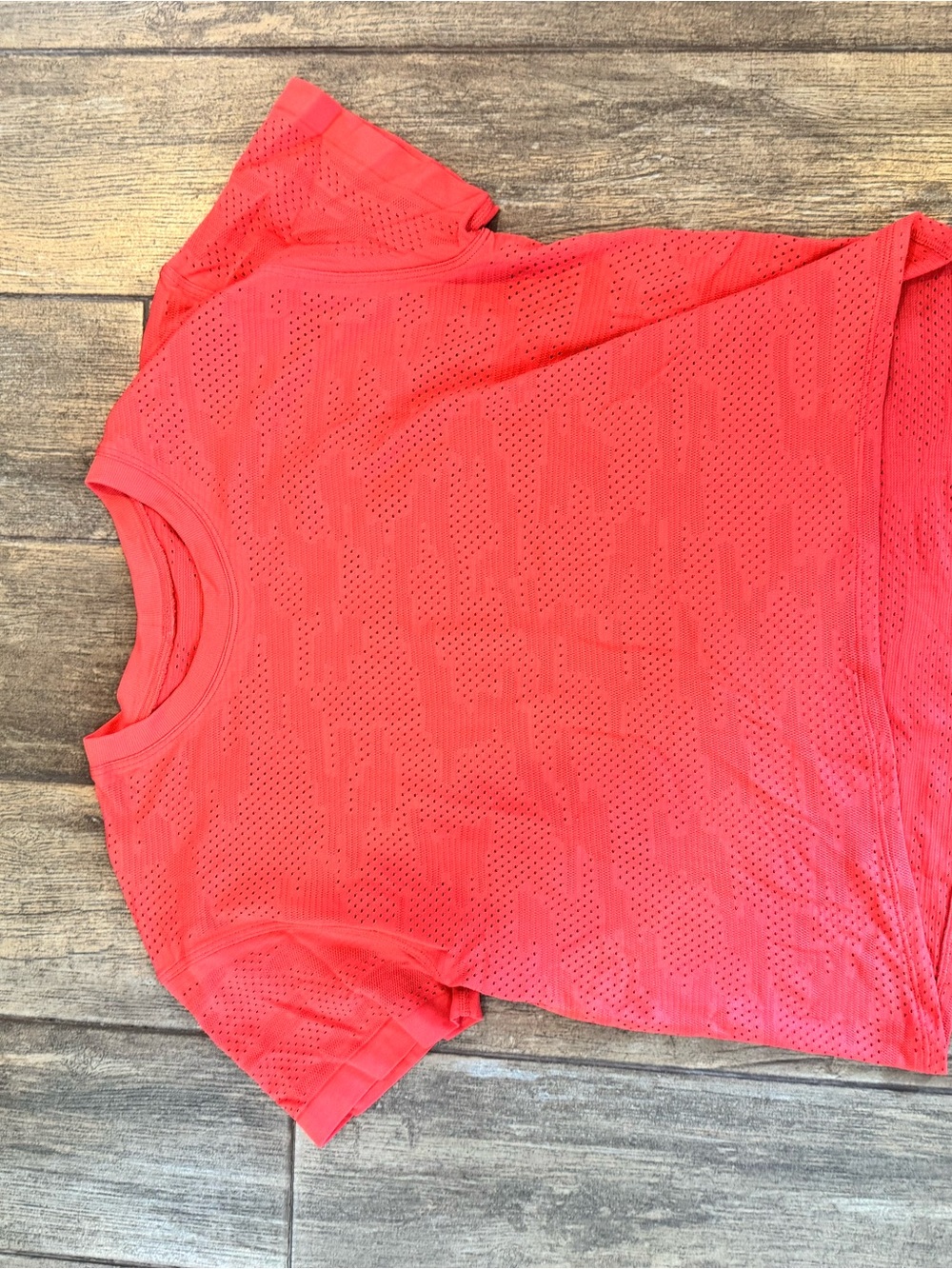 lululemon athletica Red Short Sleeve Perforated Tee